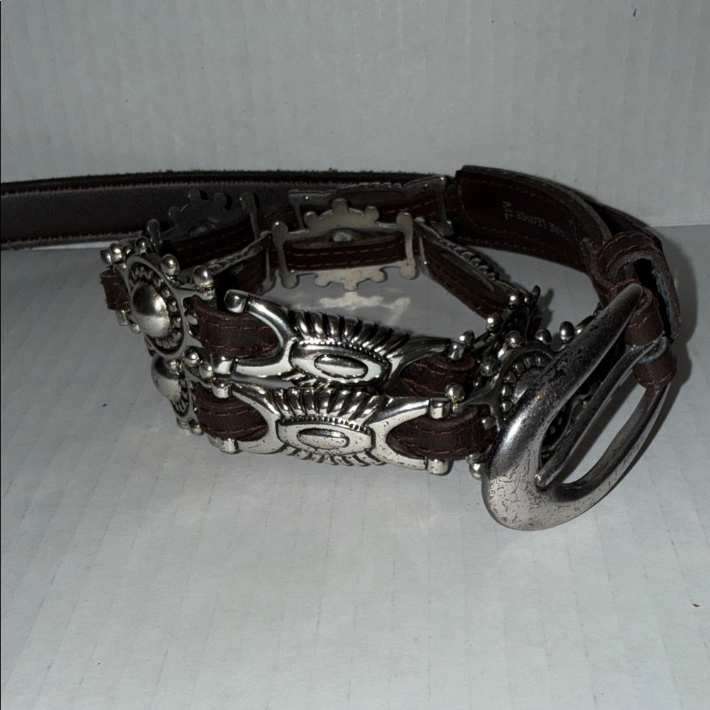 Concho Belt Elegant Brown Belt with Silver Style Detailing